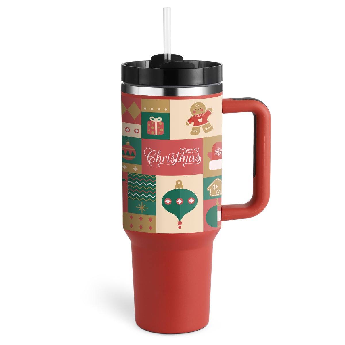 40 oz Insulated Stainless Steel Tumbler with Handle, Lid and Straw (photo 11)