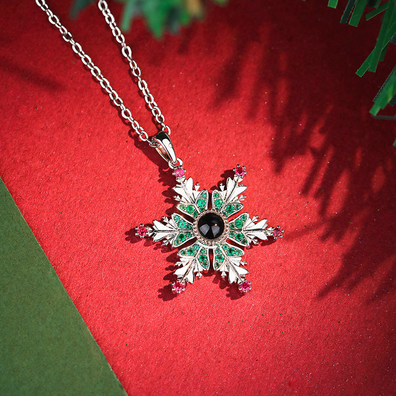 Snowflake Projection Christmas Necklace (photo 2)