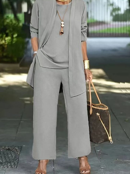 Women's 3-Piece Set: Vest, Long Cardigan and Wide-Leg Pants (photo 20)