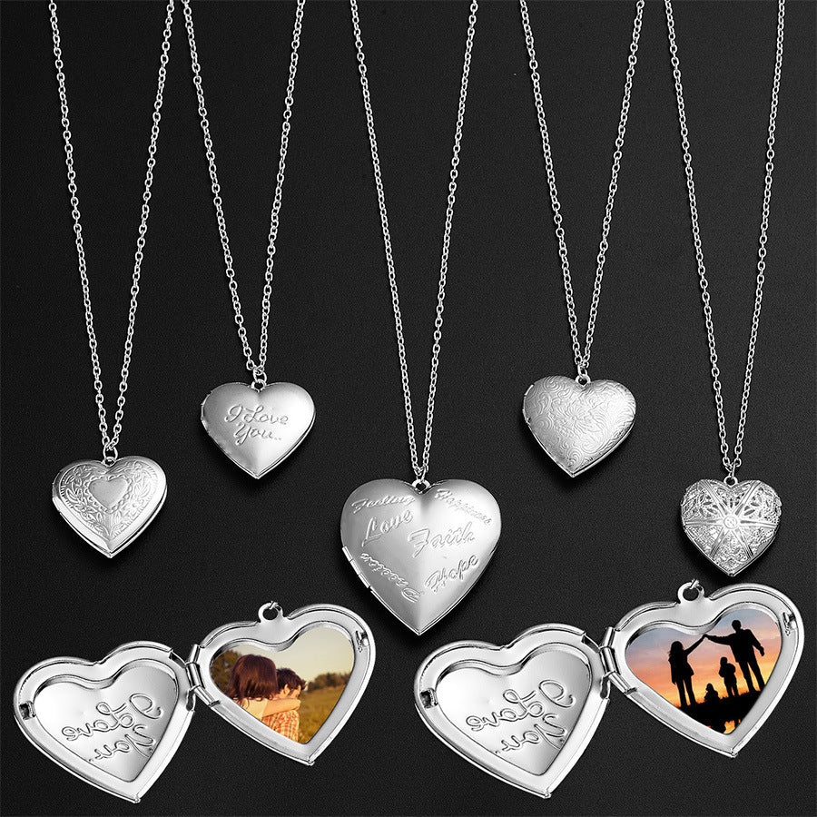Heart Photo Locket Pendant Necklace (photo 2)