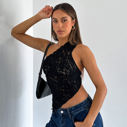Women's Lace Backless Asymmetric Cami Top (photo 10)