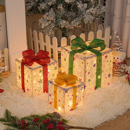 Lighted Christmas Gift Box Decorations, Set of 3