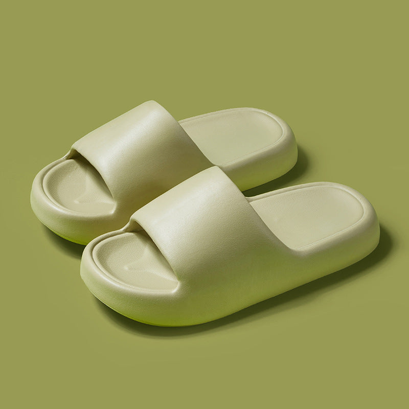 Thick-Sole Pillow Slides, EVA – Light Green