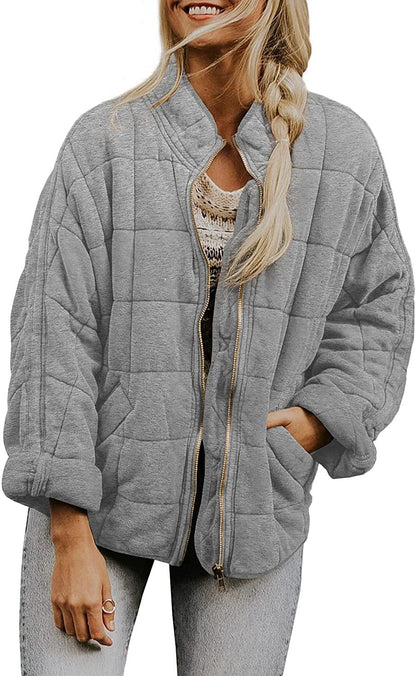Women's Zip-Up Stand-Collar Jacket with Pockets (photo 3)