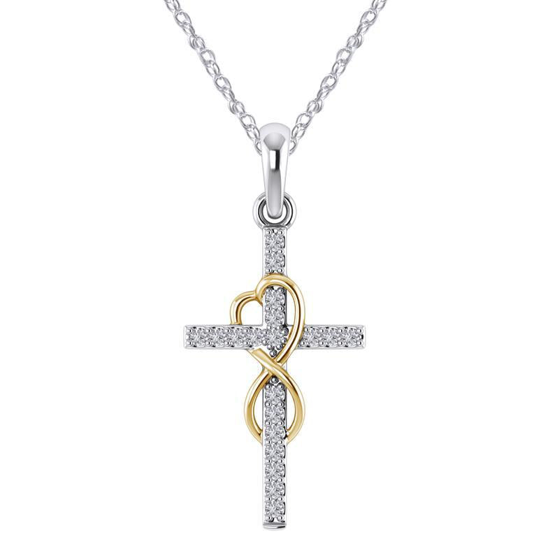 Rhinestone Cross Pendant Necklace (photo 4)