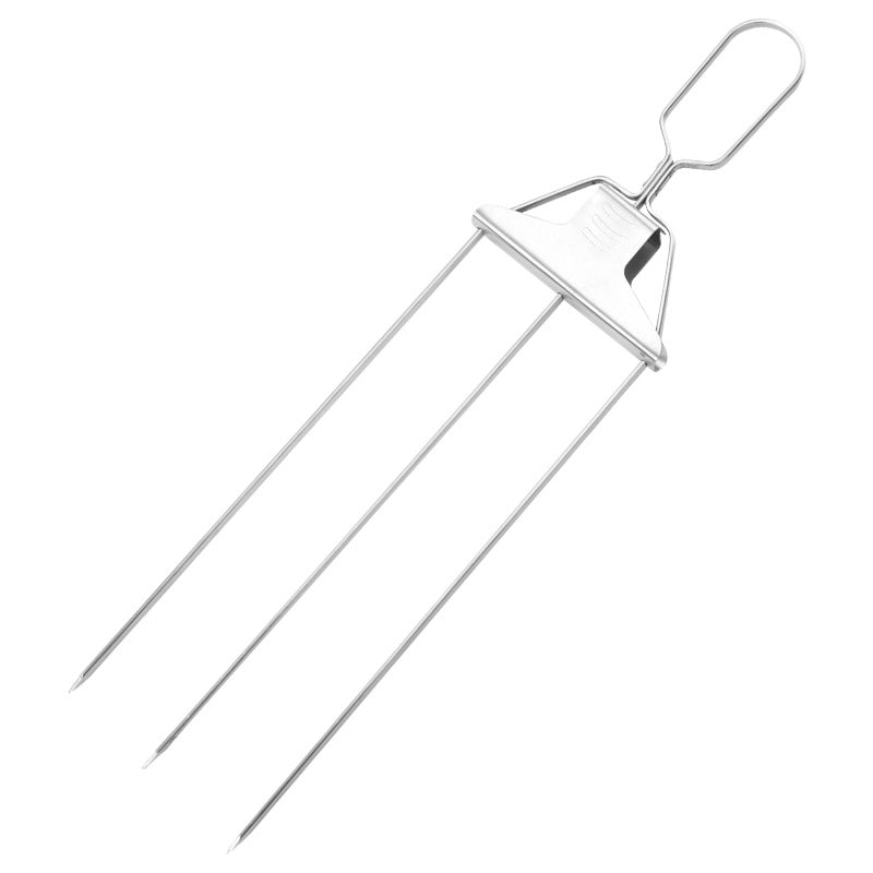 3-Prong Stainless Steel BBQ Skewer Forks (photo 12)
