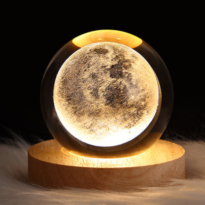 Wood Base Crystal Ball Night Lamp (photo 4)