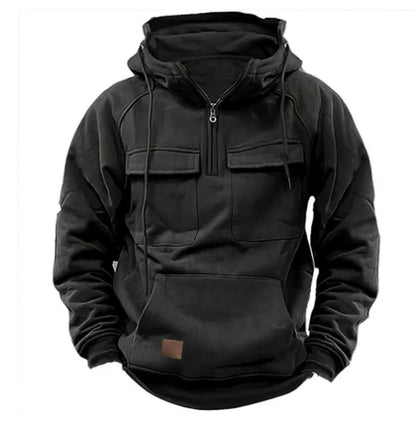 Men's Zip-Up Hoodie with Drawstring and Pockets (photo 9)