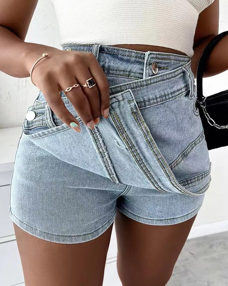 Women's High-Waist Asymmetric Denim Skort (photo 2)
