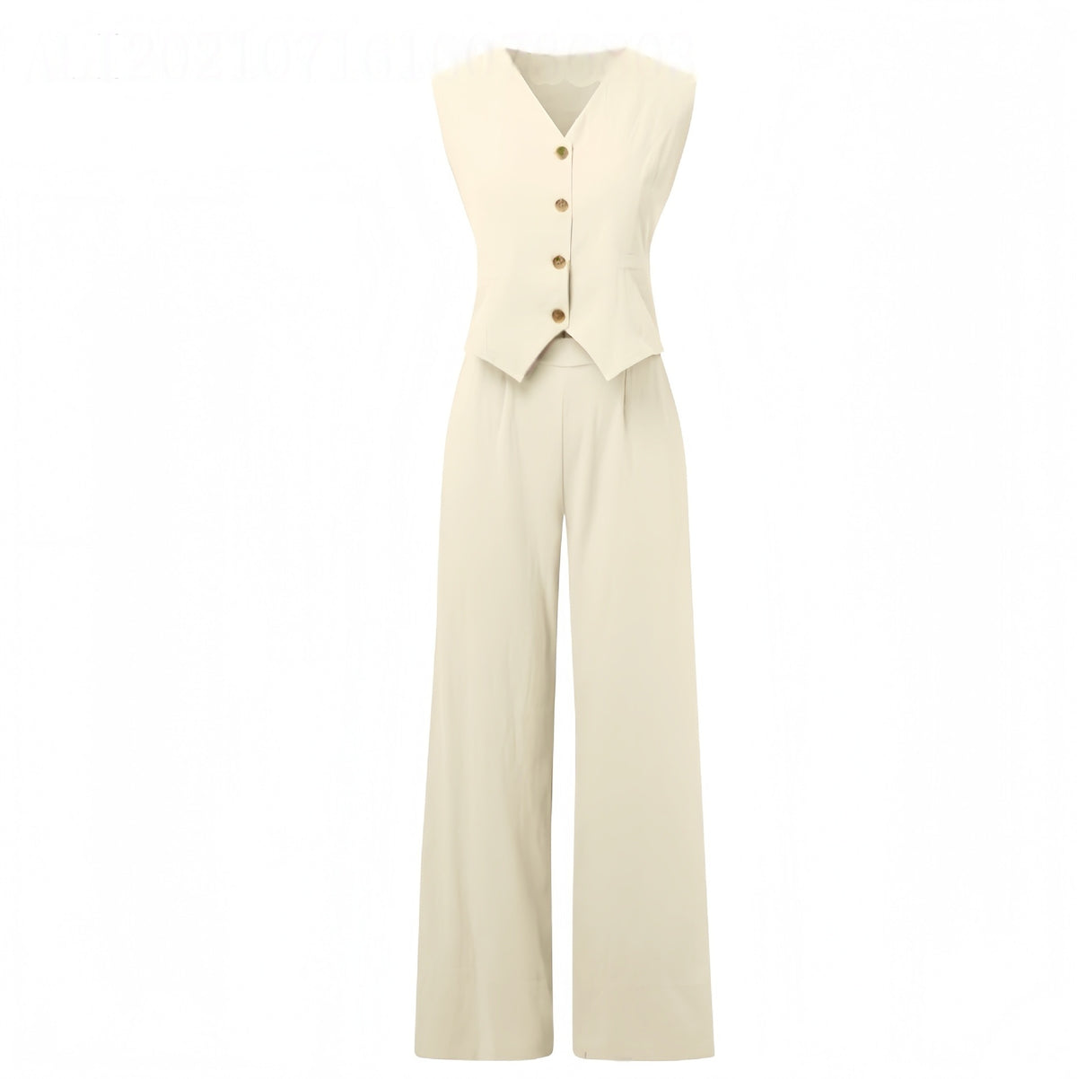 Women's Sleeveless V-Neck Vest and Straight Pants Set (photo 13)