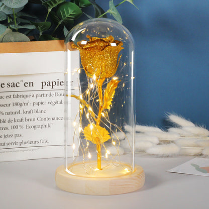Preserved Rose with LED Lights in Glass Dome (photo 3)