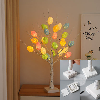 LED Birch Tree with Easter Egg Ornaments, 60 cm – Detachable Base