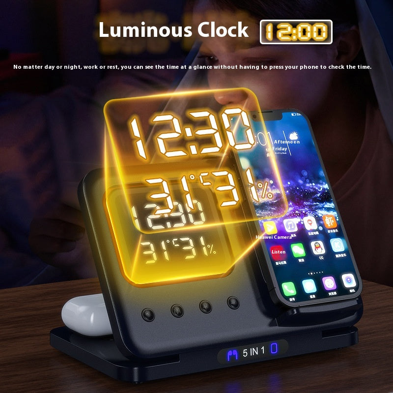 5-in-1 Wireless Charging Station with Digital Alarm Clock (photo 7)