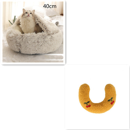 2-in-1 Round Plush Pet Bed for Dogs and Cats (photo 16)