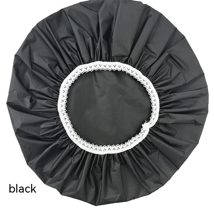 Water-Repellent Shower Cap with Elastic Band - Black (photo 2)