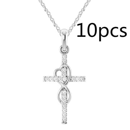 Rhinestone Cross Pendant Necklace (photo 17)