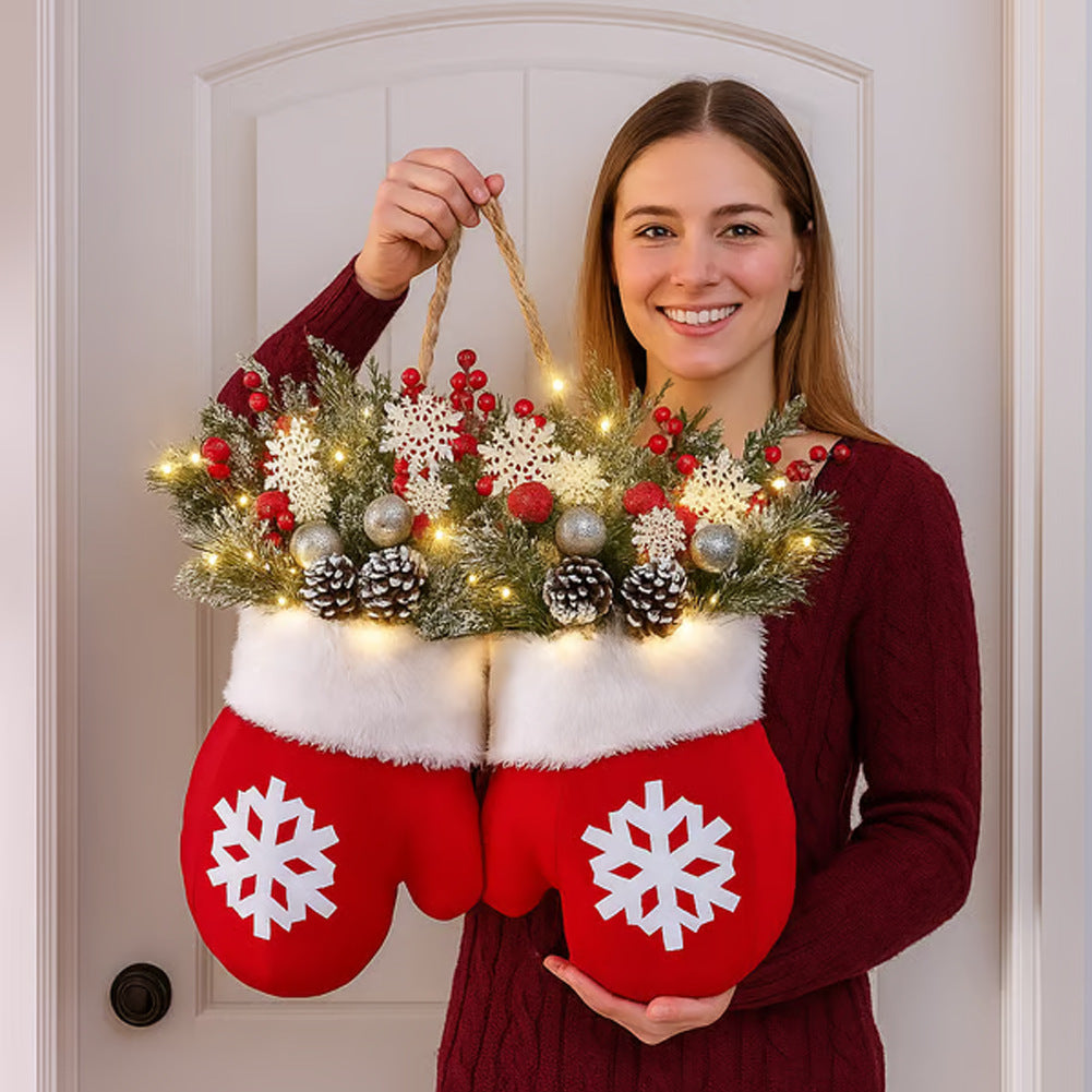 Christmas Glove Door Wreath, Lighted or Unlit (photo 7)