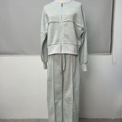 Women's Zip Jacket and Wide-Leg Pants Sports Set (photo 11)