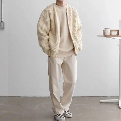 Men's Lined Zip-Up Knit Cardigan with Funnel Neck (photo 6)