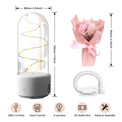 Rose Bouquet LED Light and Bluetooth Speaker in Glass Dome (photo 6)