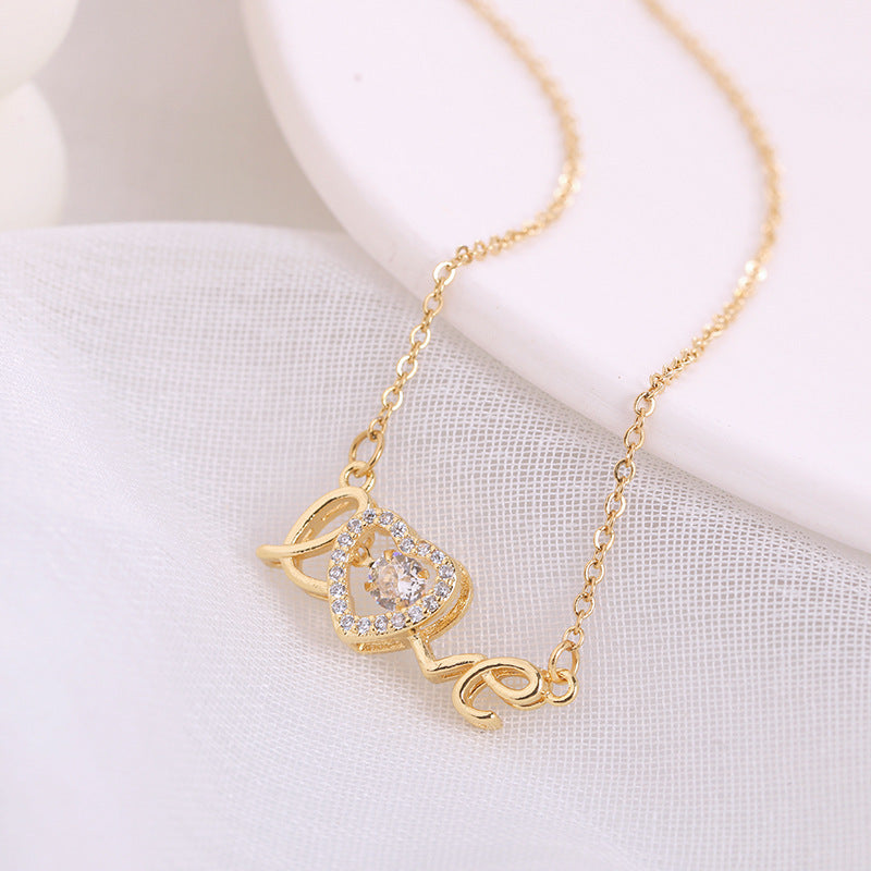 Titanium Steel Love Letter Clavicle Necklace (photo 9)