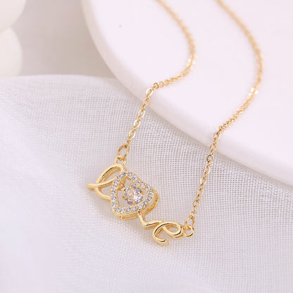 Titanium Steel Love Letter Clavicle Necklace (photo 9)