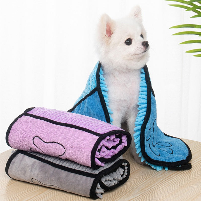 Chenille Pet Drying Towel with Hand Pockets (photo 4)