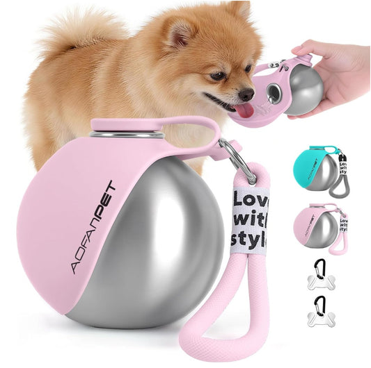 Portable Dog Water Bottle with Waste Bag Dispenser