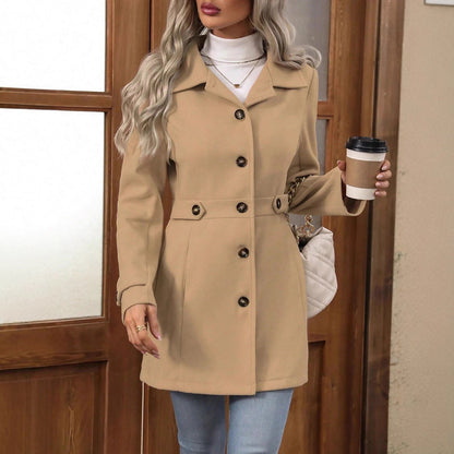 Women's Single-Breasted Lapel Mid-Length Coat (photo 5)