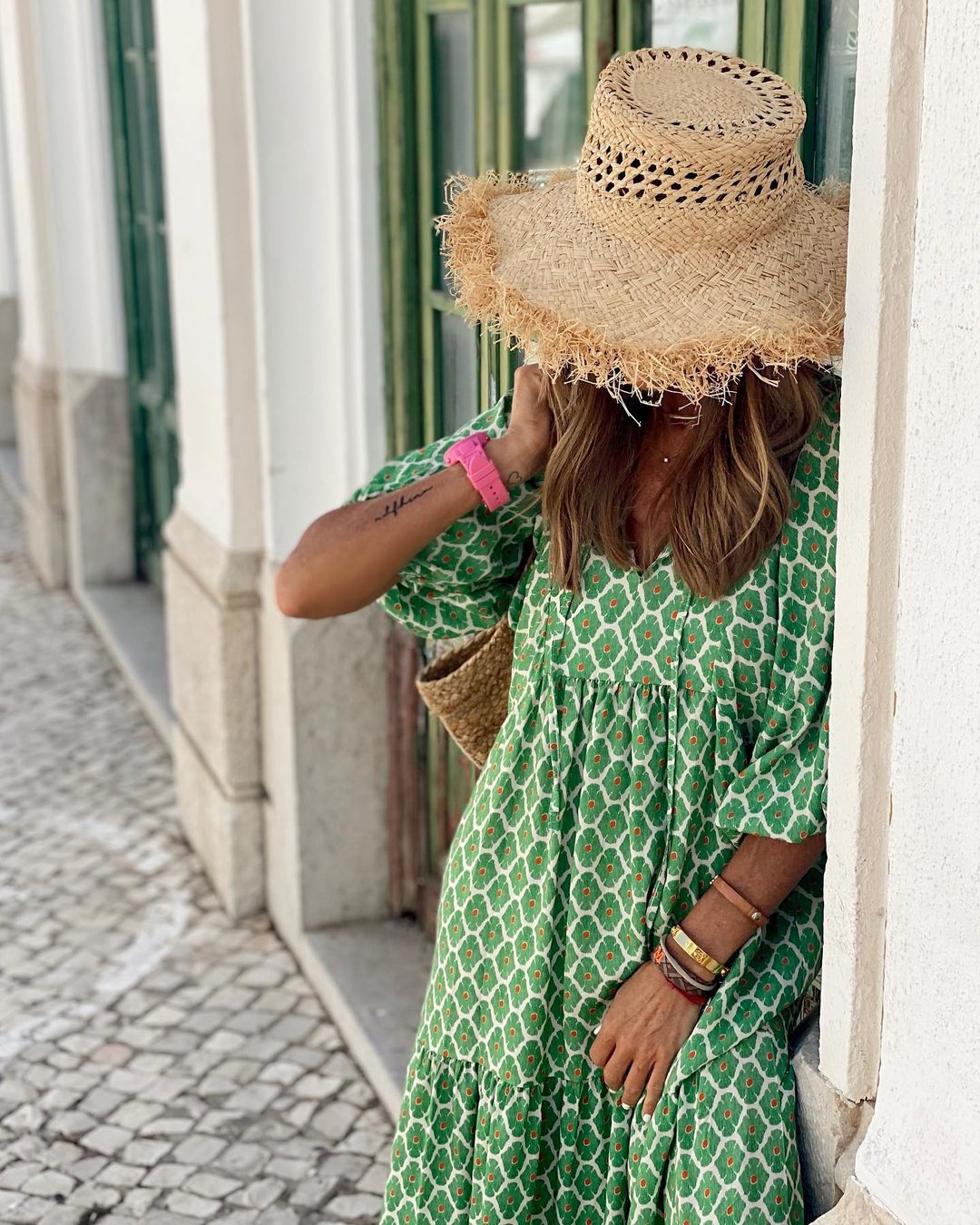 Women's Boho Print V-Neck Short-Sleeve Long Dress (photo 8)