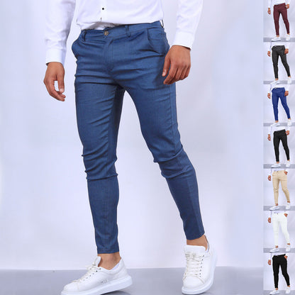 Men's Slim Button Pencil Trousers