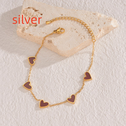 Stainless Steel Enamel Heart Bracelet (photo 11)