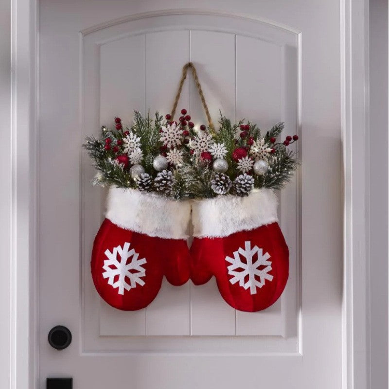 Christmas Glove Door Wreath, Lighted or Unlit (photo 4)