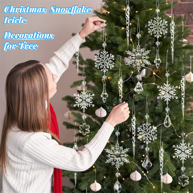 Clear Acrylic Icicle Christmas Ornaments, 10 Pcs