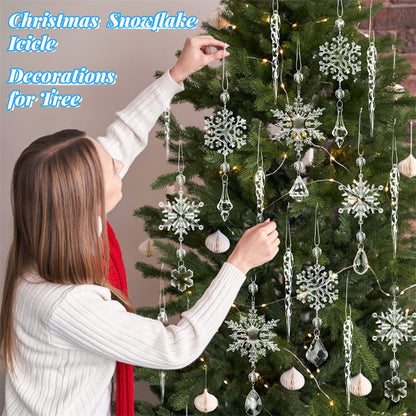 Clear Acrylic Icicle Christmas Ornaments, 10 Pcs