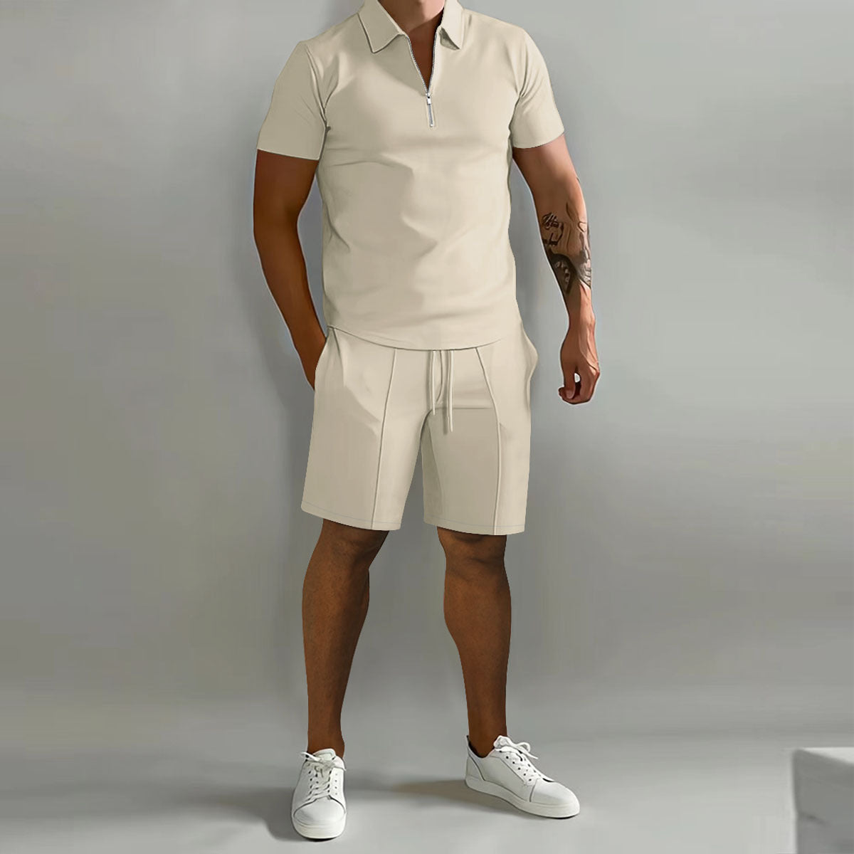 Men's Short-Sleeve Polo Shirt and Drawstring Shorts Set (photo 5)