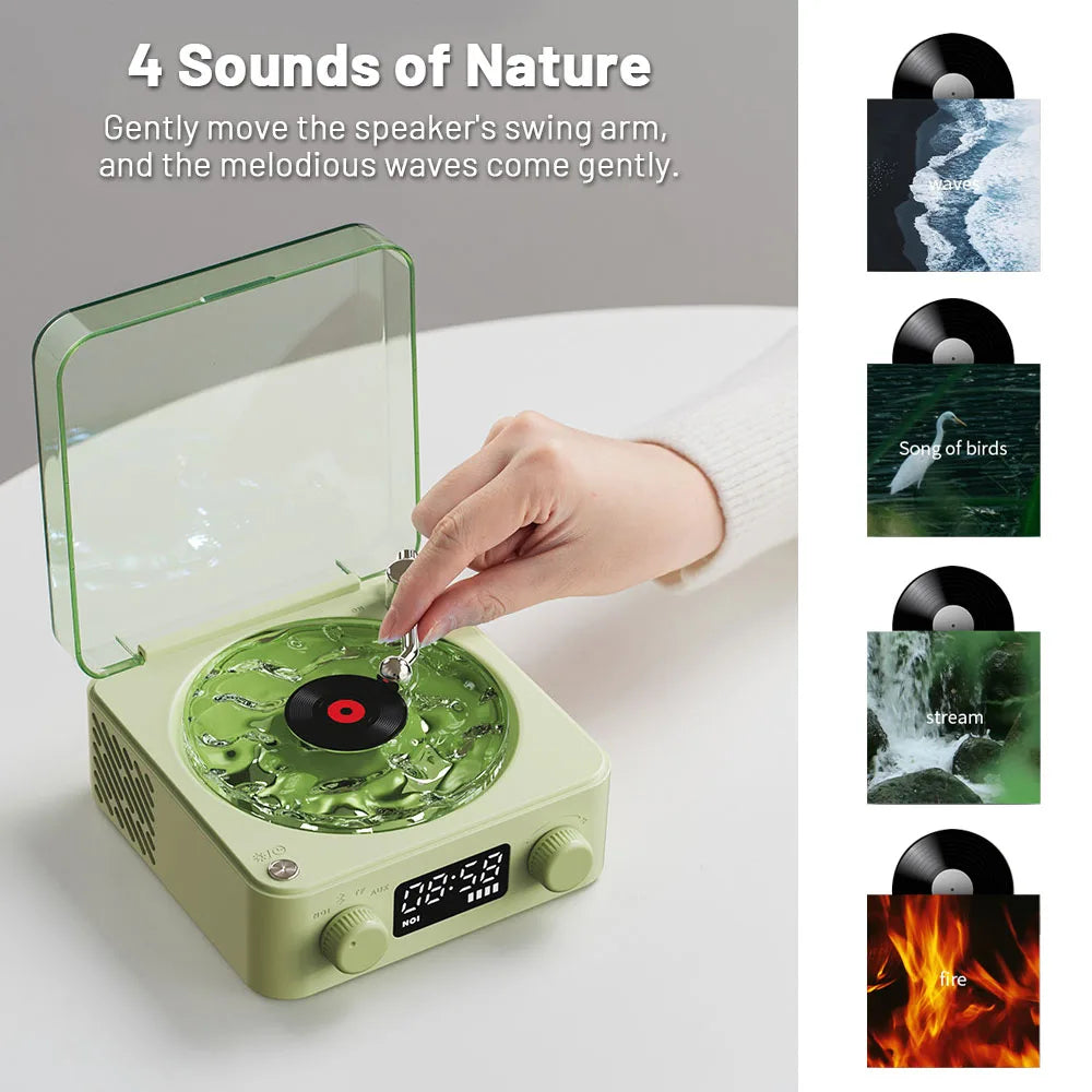 Retro Turntable-Style Bluetooth Speaker with Nature Sounds and Light (photo 3)