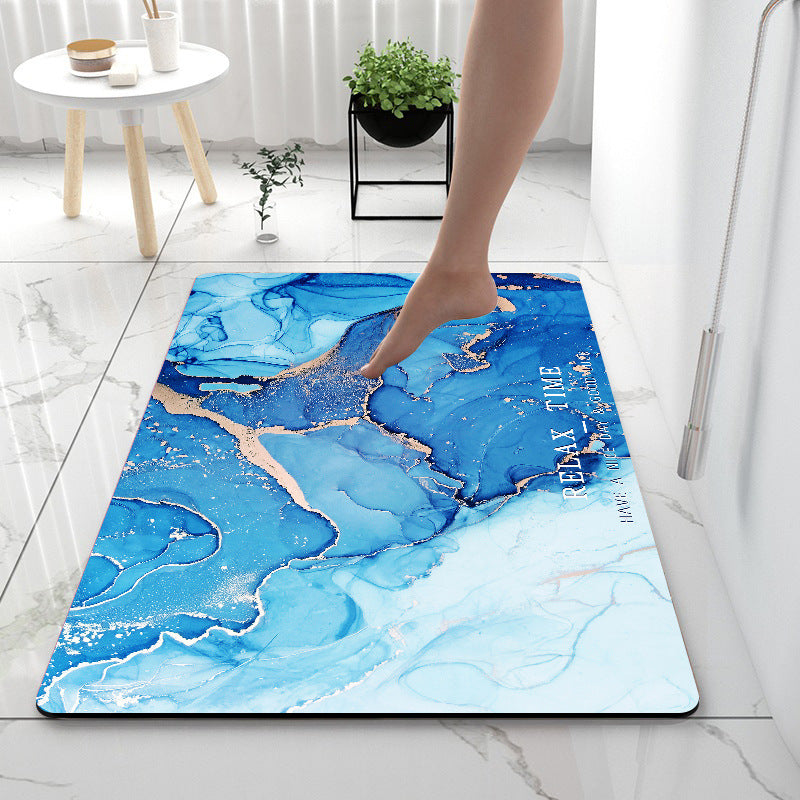 Quick-Dry Marble Print Bath Mat (photo 3)