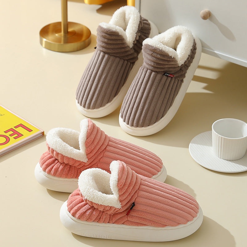 Striped Plush Winter House Slippers, Unisex (photo 3)