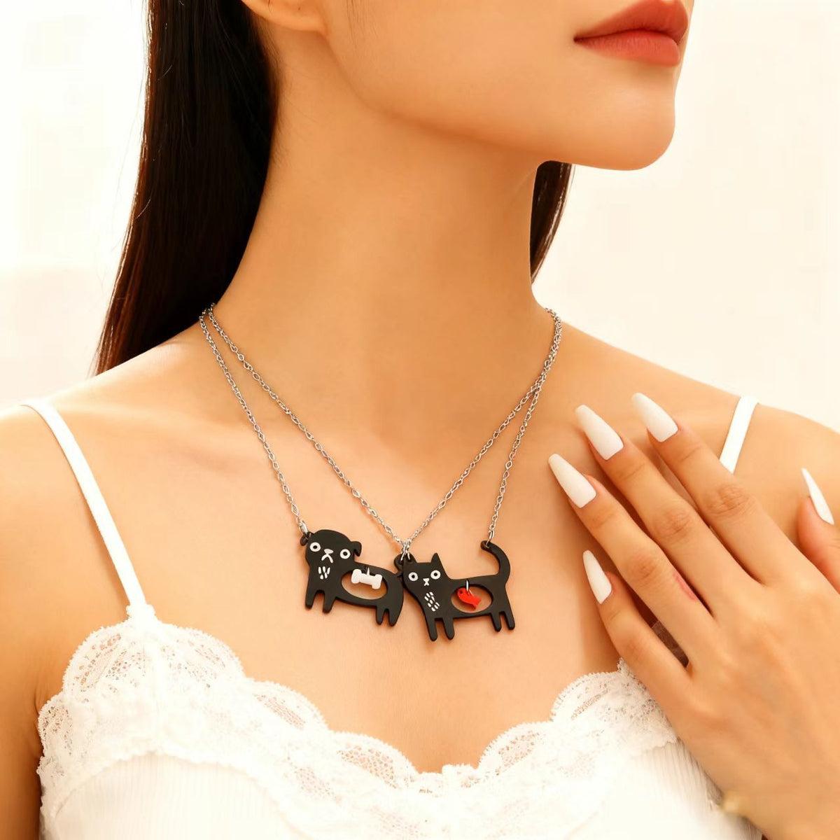 Cat and Dog Cartoon Pendant Necklace (photo 4)