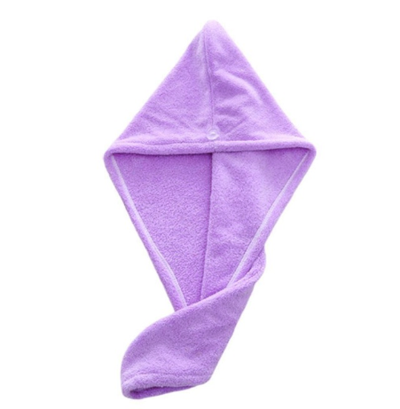 Microfiber Hair Drying Towel Cap with Button - Purple (photo 6)