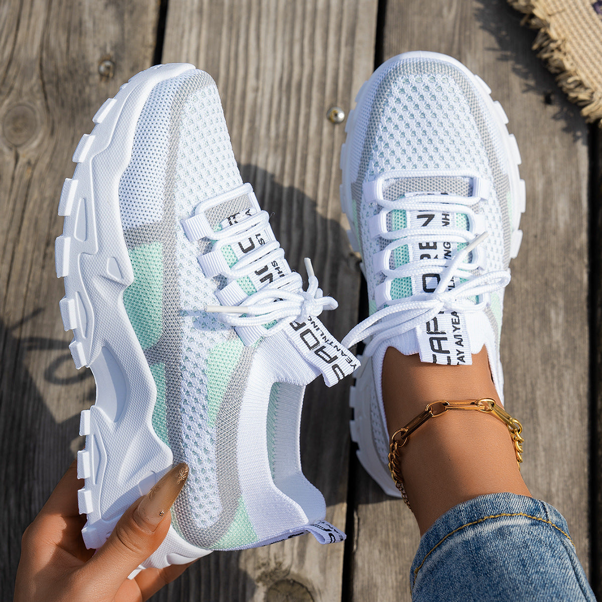 Women's Knit Mesh Lace-Up Sneakers (photo 10)