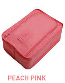 Zippered Travel Shoe Bag, Oxford Cloth with Mesh - Peach Pink (photo 2)
