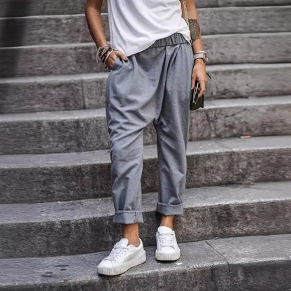 Women's High-Waist Harem Pants with Pockets (photo 2)