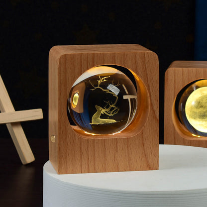Beech Base 3D Engraved Crystal Ball Night Light, 6 cm (photo 6)