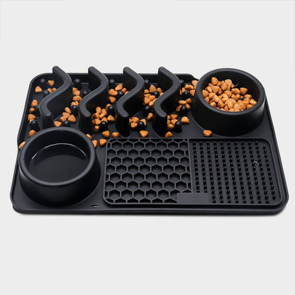 Silicone Lick Mat and Slow Feeder Bowl for Dogs, Small or Large – Small, Black