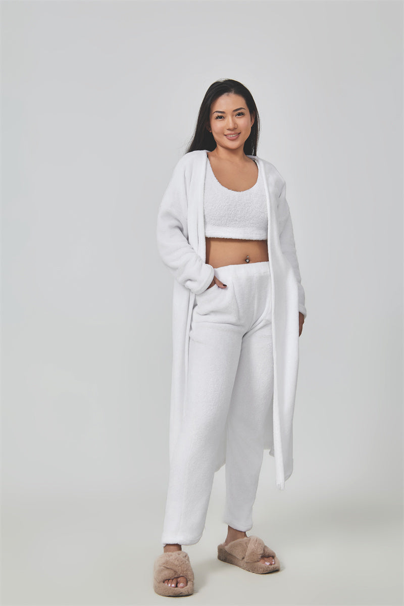 Women's 3-Piece Knit Lounge Set: Crop Top, Wide-Leg Pants and Cardigan (photo 32)