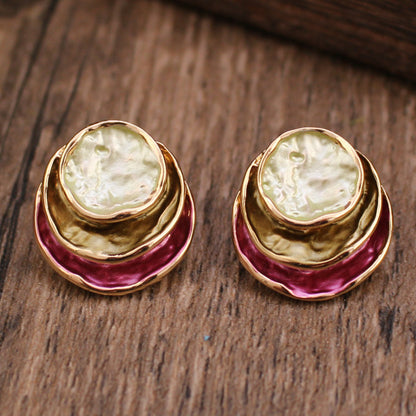 Enamel Round Geometric Earrings (photo 11)