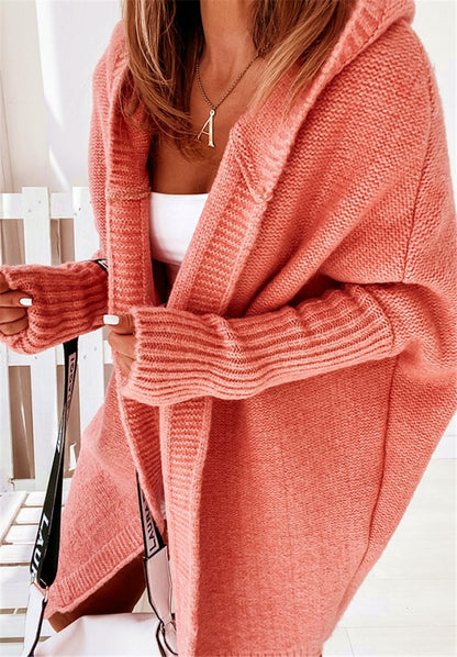 Women's Oversized Hooded Batwing Knit Cardigan (photo 7)