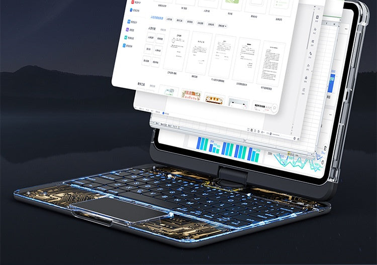 360° Rotating Clear Keyboard Case for iPad with Trackpad (photo 9)